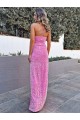 Velvet Sequin Halter Neck Sleeveless Long Prom Dress Essex