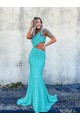 Velvet Sequin One Shoulder Sleeveless Sweep Train Prom Dresses Essex