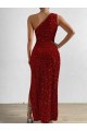 Velvet Sequin One Shoulder Sleeveless Long Prom Dress / Evening Dress Essex
