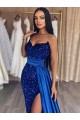 Velvet Sequin Sweetheart Sleeveless Sweep Train Prom Dresses Essex