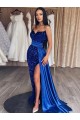 Velvet Sequin Sweetheart Sleeveless Sweep Train Prom Dresses Essex