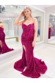 Velvet Sequin Sweetheart Sleeveless Sweep Train Evening Dress Essex