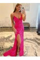 Velvet Sequin V-Neck Sleeveless Sweep Train Long Gowns Essex