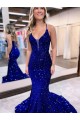 Velvet Sequin V-Neck Sleeveless Court Train Prom Dress Essex