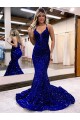 Velvet Sequin V-Neck Sleeveless Court Train Prom Dress Essex