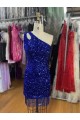 Velvet Sequins One Shoulder Sleeveless Short Homecoming Dress Essex