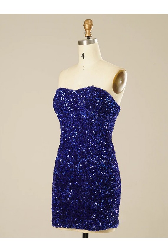 Velvet Sequin Sweetheart Sleeveless Short Prom Dress Essex