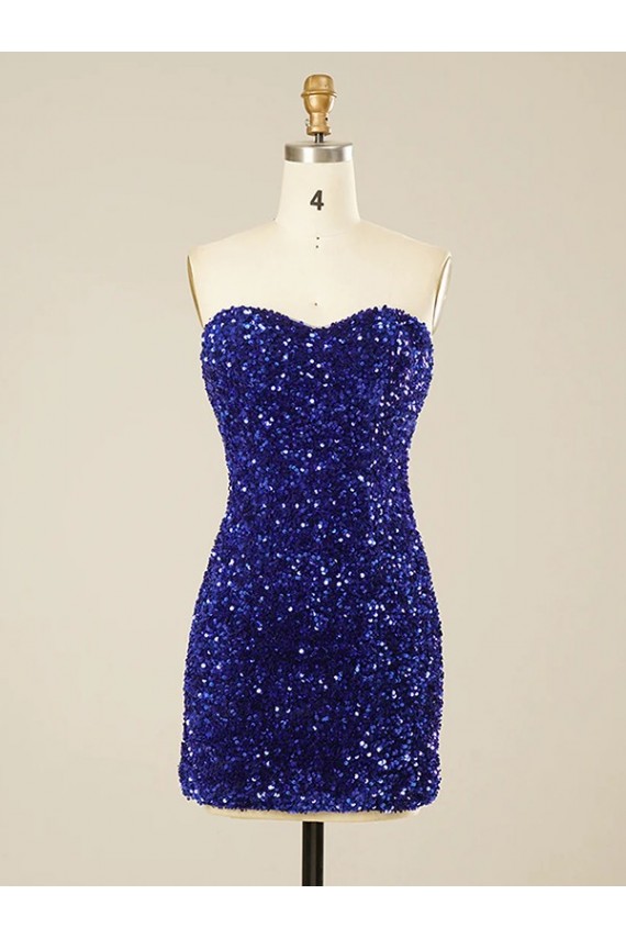 Velvet Sequin Sweetheart Sleeveless Short Prom Dress Essex