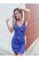 Velvet Sequin V-Neck Sleeveless Short Evening Dress Essex