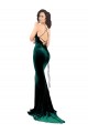 Stretch Velvet High Neck Sleeveless Open Back Sweep Train Formal Evening Gown / Prom Dress / Bridesmaid Dress Essex
