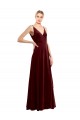 Stretch Velvet V-Neck Sleeveless V-Back Long Bridesmaid Dress / Evening Dress Essex