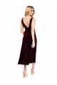 Stretch Velvet V-Neck Sleeveless V-Back Burgundy Midi Length Prom Dress / Bridesmaid Dress Essex