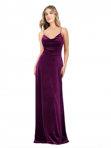Stretch Velvet Scoop Neck Sleeveless Open Back Long Formal Evening Gown / Prom Dress / Bridesmaid Dress Essex
