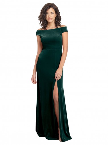 Stretch Velvet Square Neck Cap Sleeves Long Formal Evening Gown / Prom Dress / Bridesmaid Dress Essex