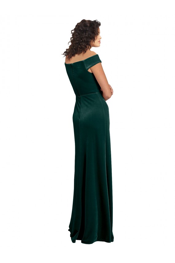 Stretch Velvet Square Neck Cap Sleeves Long Formal Evening Gown / Prom Dress / Bridesmaid Dress Essex