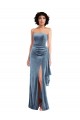Stretch Velvet Strapless Sleeveless Low Back Long Formal Evening Gown / Prom Dress / Bridesmaid Dress Essex