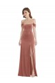 Stretch Velvet Off the Shoulder Sleeveless Cinnamon Rose Long Semi Formal Evening Dress / Prom Dress / Bridesmaid Dress Essex