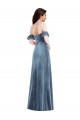Stretch Velvet Off the Shoulder Ruffle Sleeves Low Back Long Formal Dress / Bridesmaid Dress Essex