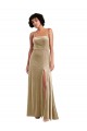 Stretch Velvet Square Neck Sleeveless Low Back Champagne Long Formal Evening Gown / Prom Dress / Bridesmaid Dress Essex