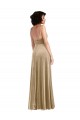 Stretch Velvet Square Neck Sleeveless Low Back Champagne Long Formal Evening Gown / Prom Dress / Bridesmaid Dress Essex