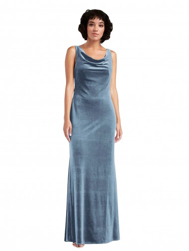 Stretch Velvet Cowl Neck Sleeveless V-Back Long Evening Dress / Bridesmaid Dress Essex