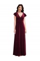 Stretch Velvet V-Neck Flutter Sleeves Long Semi Formal Evening Dress / Prom Dress / Bridesmaid Dress Essex
