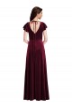 Stretch Velvet V-Neck Flutter Sleeves Long Semi Formal Evening Dress / Prom Dress / Bridesmaid Dress Essex