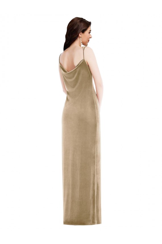 Stretch Velvet One Shoulder Sleeveless Long Black Tie Evening Gown / Prom Dress / Bridesmaid Dress Essex