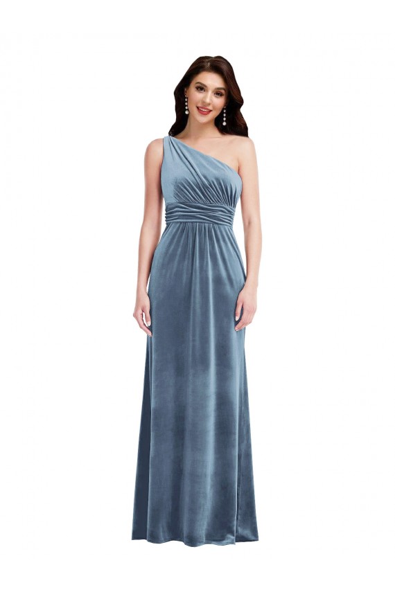 Stretch Velvet Off the Shoulder Sleeveless Long Bridesmaid Dress / Evening Dress Essex