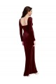 Stretch Velvet Spaghetti Straps Long Sleeves Low Back Long Prom Dress / Bridesmaid Dress Essex