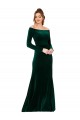 Stretch Velvet Off the Shoulder Long Sleeves Long Formal Evening Gown / Prom Dress / Bridesmaid Dress Essex