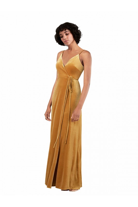 Stretch Velvet V-Neck Sleeveless V-Back Long Black Tie Evening Gown / Prom Dress / Bridesmaid Dress Essex