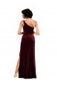 Stretch Velvet One Shoulder Sleeveless Burgundy Long Formal Evening Gown / Prom Dress / Bridesmaid Dress Essex