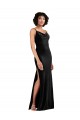 Stretch Velvet Cowl Neck Sleeveless Low Back Long Black Tie Evening Gown / Prom Dress / Bridesmaid Dress Essex