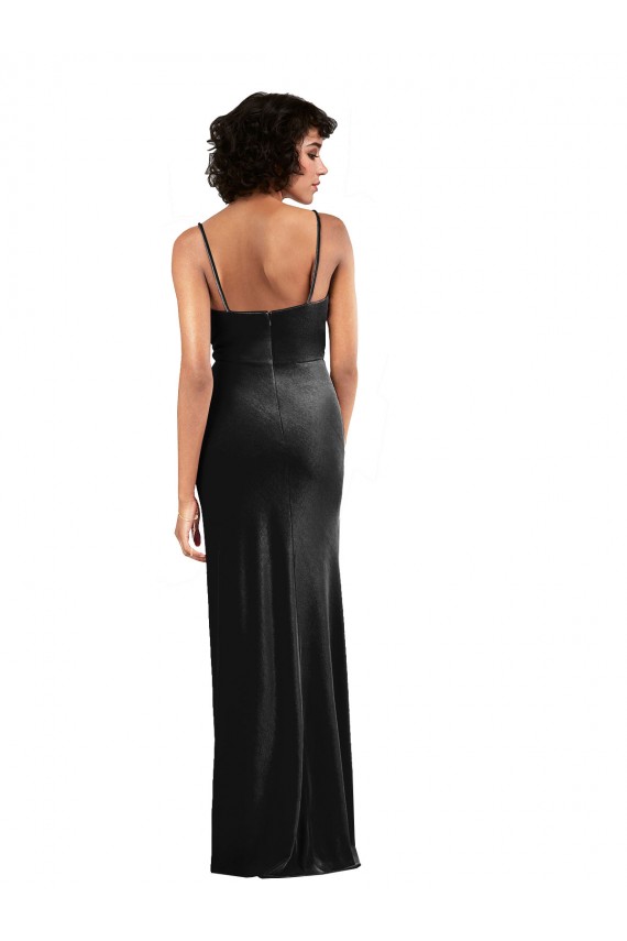 Stretch Velvet Cowl Neck Sleeveless Low Back Long Black Tie Evening Gown / Prom Dress / Bridesmaid Dress Essex