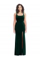 Stretch Velvet Square Neck Sleeveless Long Semi Formal Evening Dress / Prom Dress / Bridesmaid Dress Essex