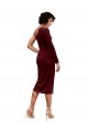 Stretch Velvet One Shoulder Long Sleeves Midi Length Black Tie Prom Dress / Bridesmaid Dress Essex