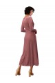 Stretch Velvet V-Neck Long Sleeves Midi Length Black Tie Prom Dress / Bridesmaid Dress Essex