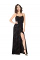 Floral Velvet & Stretch Velvet Spaghetti Straps Sleeveless Open Back Long Bridesmaid Dress Essex
