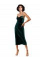 Stretch Velvet Spaghetti Straps Sleeveless Open Back Midi Length Formal Dress / Bridesmaid Dress Essex
