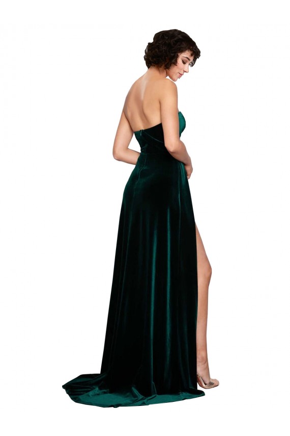 Stretch Velvet Sweetheart Sleeveless Low Back Sweep Train Semi Formal Evening Dress / Prom Dress / Bridesmaid Dress Essex